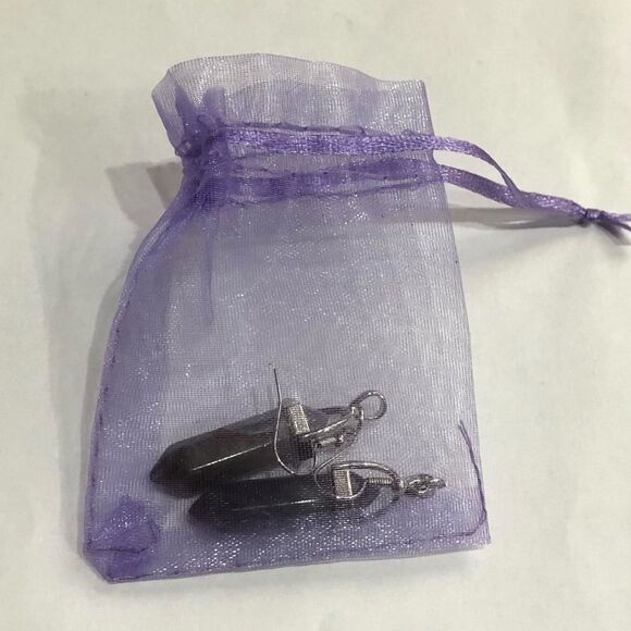 Natural Purple Crystal Quartz Hexagon Earrings (a)121 - Picture 6 of 7